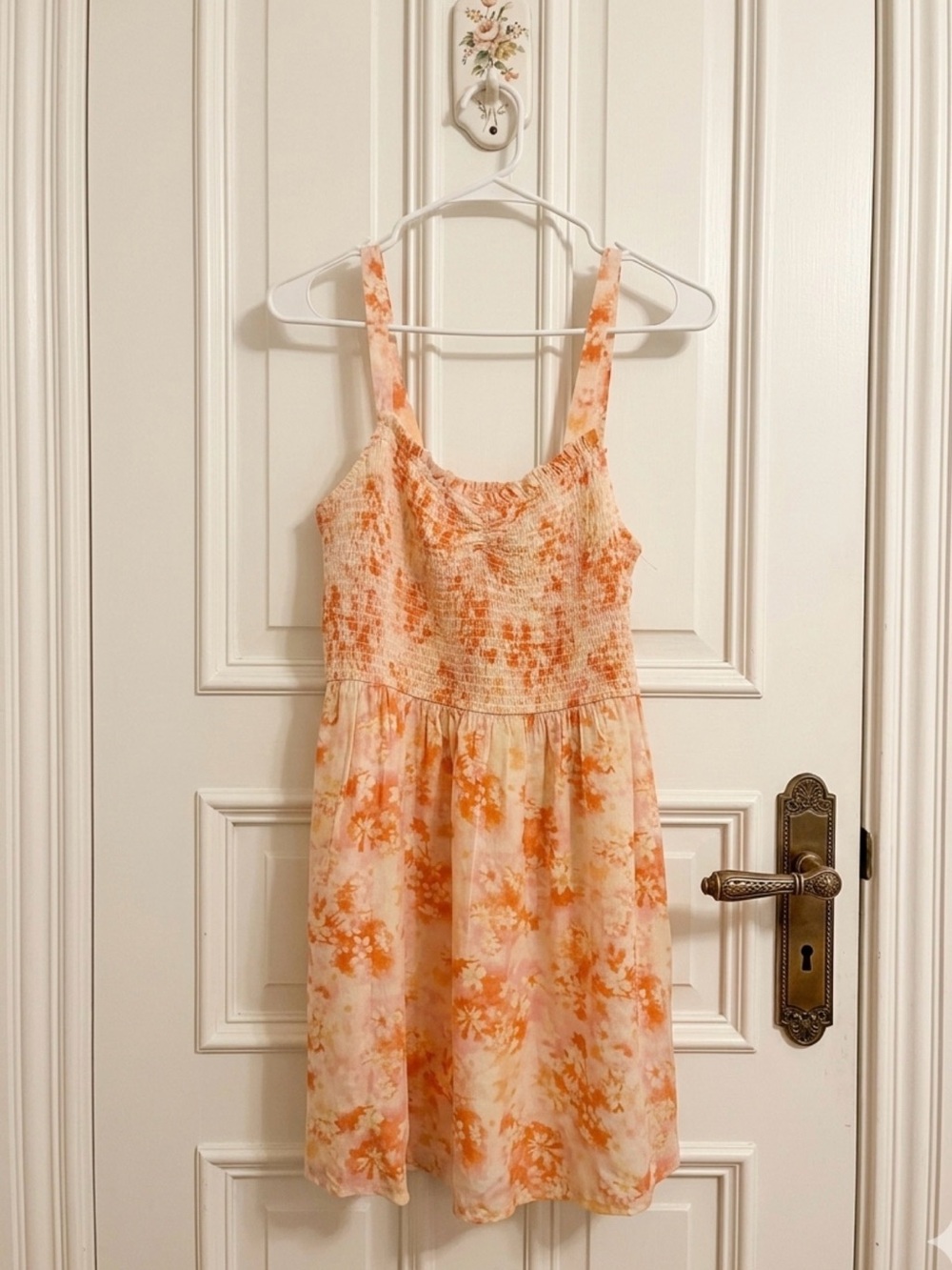 American Eagle Outfitters Cream and Orange Floral Sundress